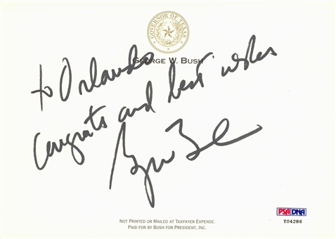 George W. Bush Signed Handwritten Note (PSA/DNA)